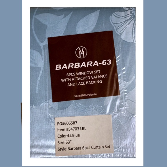 Light Blue Barbara-63 Lace Backed 6-Piece Curtains - Picture 8 of 8